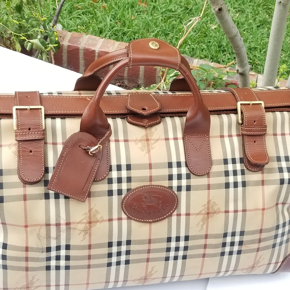 Rare Vintage Burberry Haymarket Gentleman Doctor style boston Travel Duffle bag - Picture 10 of 16